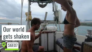 Rolly Polly at anchor! Need to step up our game with stern anchoring if we don`t want to go nuts