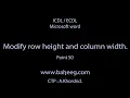 Modify row height and column width Word point51 ICDL ECDL