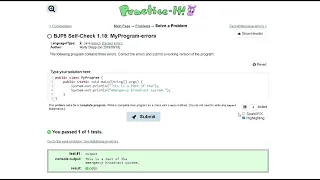Java Practice-it Introduction to Java Programming Self-Check 1 18 MyProgram-errors