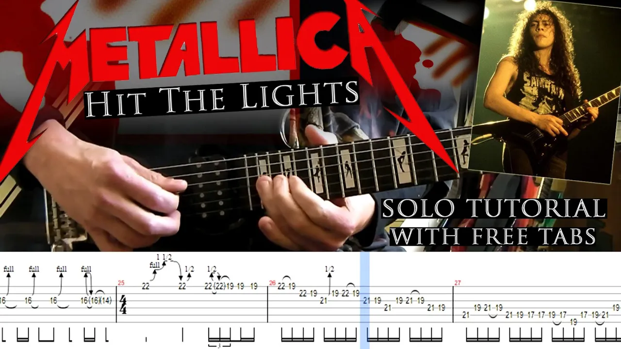 Metallica - Hit The Lights main guitar solo lesson (with tablatures and backing tracks)