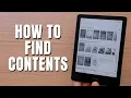 Amazon Kindle How To Find Table of Contents
