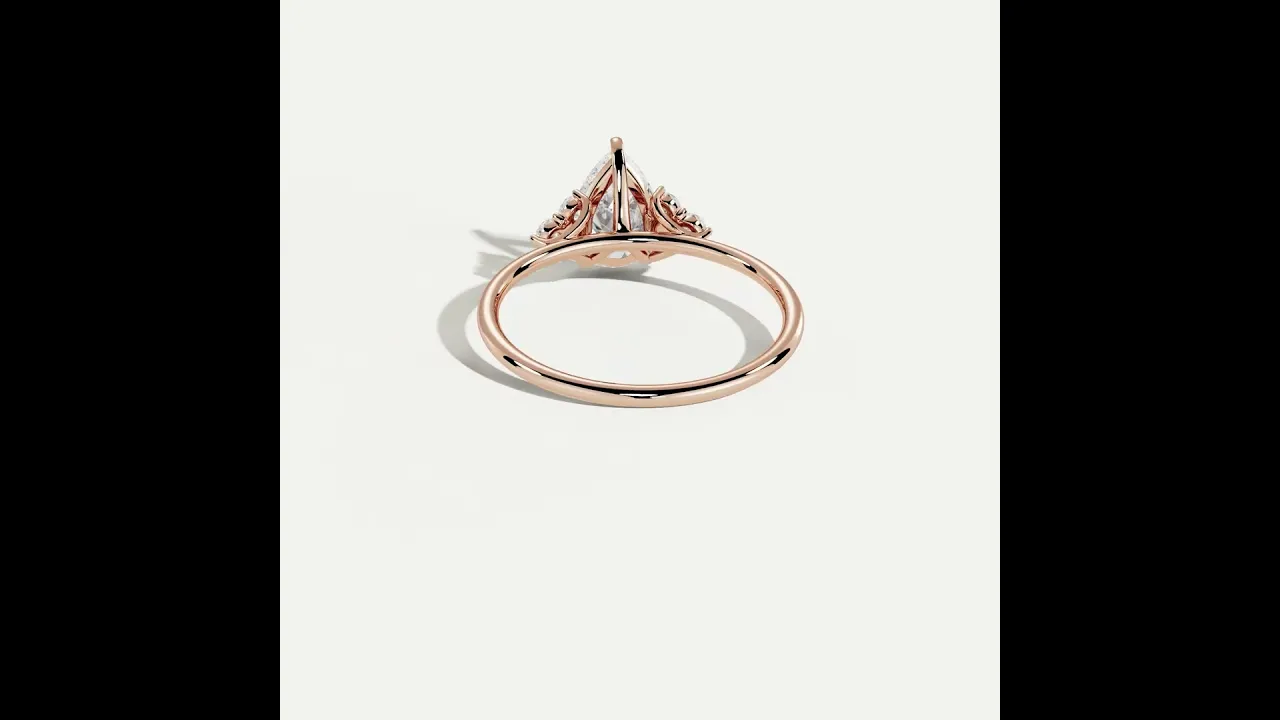 Juliette丨1CT Pear Cut Lab Grown Diamond Cluster Ring with Round Accents in 14K Gold/Platinum