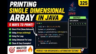 325 Printing the Single Dimensional Array in Java Selenium Java 2026