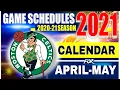 Boston Celtics Calendar April to May 2021 NBA Regular Season