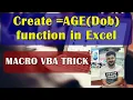 Create age function in Excel 2010 - VBAfunction syntax