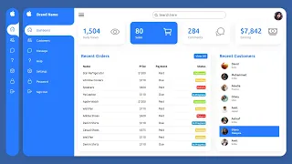 Create Responsive Admin Dashboard using Html CSS Javascript Simple Dashboard Template Design