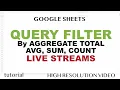 Google Sheets QUERY to Filter by Aggregate Total Sum Avg Count Similar to SQL HAVING Statement