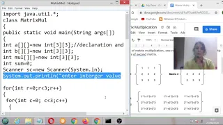 Matrix multiplication using Java code