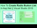 How to create radio button list in asp net visual studio 2015