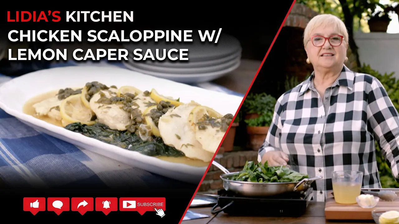 Chicken Scaloppine in Lemon Caper Sauce with Spinach