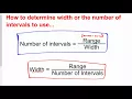 Frequency Table Intervals Finding Widths and Number of Intervals
