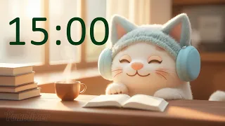 15 minute timer with music cute cat learning timer gentle alarm when time s up