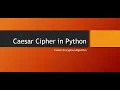 Caesar Cipher Implementation in Python 3