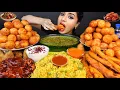 ASMR Eating Extra Spicy Pani Puri,Dahi Puri,Momos,Noodles Indian Street Food ASMR Eating Mukbang