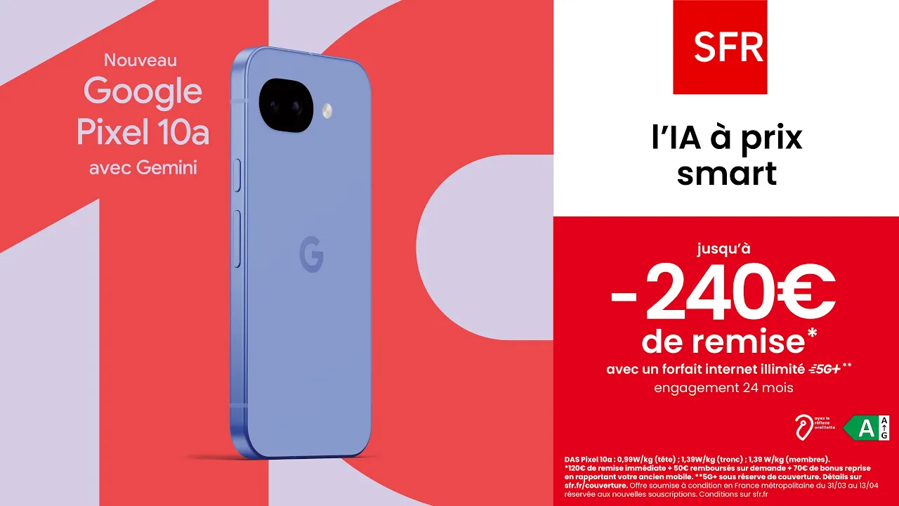 SFR — Google Pixel 10a avec Gemini chez SFR (YouTube video ad)