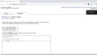 String-2 count - code PythonTutorial Codingbat com