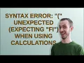 Unix Syntax error unexpected expecting fi when using calculations