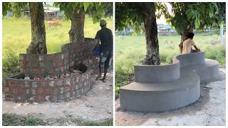 Amazing DIY Bench Around 2 Trees 🌳 | Step-by-step tutorial 
