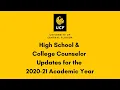 UCF School College Counselor Updates - 2020-21 Academic Year