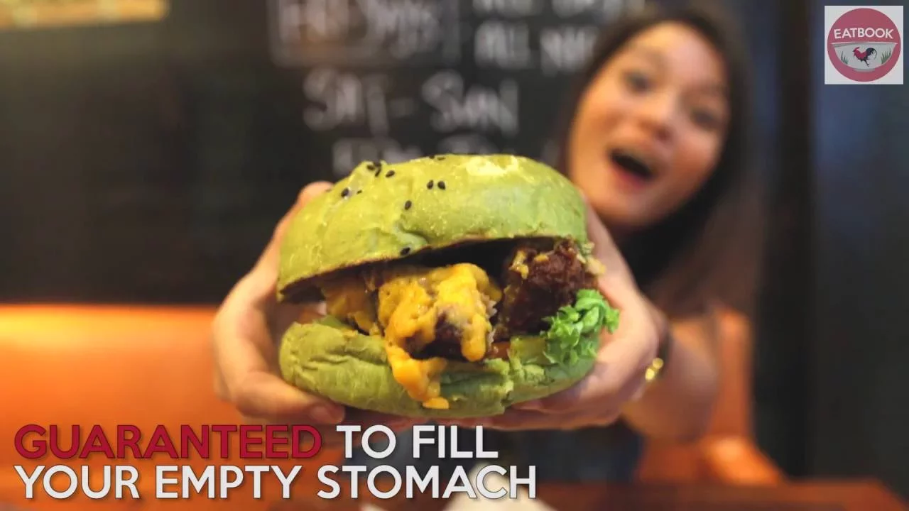 Black Tongue Bistro & Bar - Matcha Salted Egg Yolk Burger At Bugis