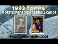 1992 Topps Most Expensive eBay Sales Baseball Cards - March 2025