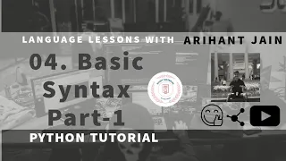 04 Basic Syntax In Python Part-1 Python Tutorial By Arihant Jain Study Material