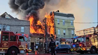 Download ** Fire Inferno ** 3 Buildings Fully Involved (Tony's Liquor) Broadway Newark Nj 4-22-24 P1 MP3