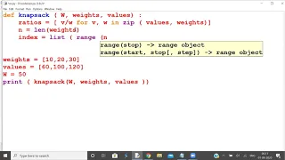 Greedy Fractional Knapsack Python