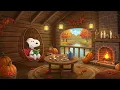 🐾 Snoopy’s Pumpkin Study Cabin Vibes 📚 Relaxing Lofi Music with Fireplace & Autumn Ambience 🍂