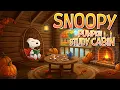 Snoopy s Pumpkin Study Cabin Vibes Relaxing Lofi Music with Fireplace Autumn Ambience