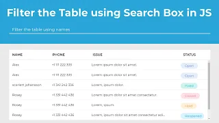 How to filter the table using the search box in Javascript - Search box filter