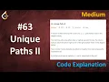 Unique Paths II Live Coding with Explanation Leetcode - 63