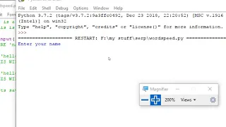 How to write print hello world in python with name as input and comments