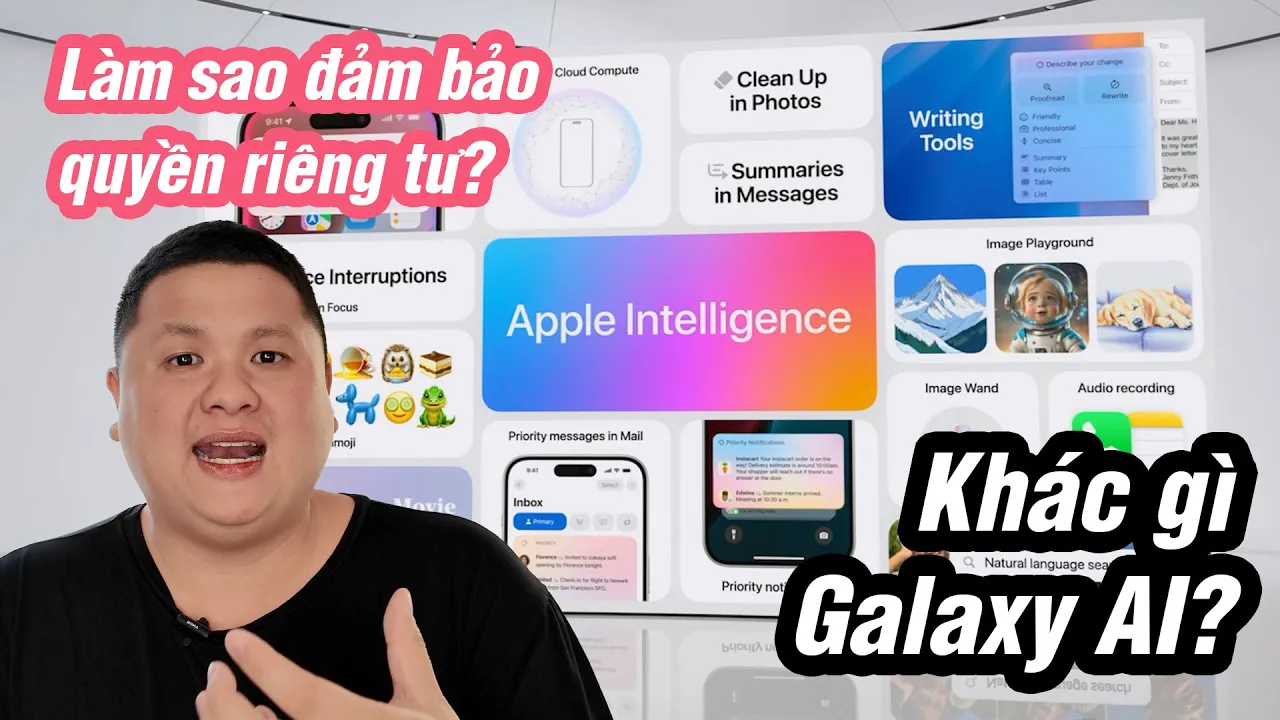 Outline Video Apple Intelligence khác biệt so với Galaxy AI, Copilot, ChatGPT ra sao?