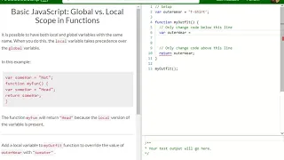 Basic JavaScript Global vs Local Scope in Functions free code camp Dani