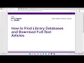 How to Find Library Databases Download Full text Articles