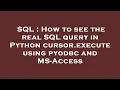 SQL How to see the real SQL query in Python cursor execute using pyodbc and MS-Access