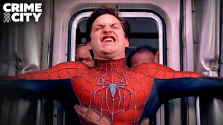 Stopping The Train Spider Man 2 Tobey Maguire Alfred Molina  Stopping The Train Spider Man 2 Tobey Maguire Alfred Molina