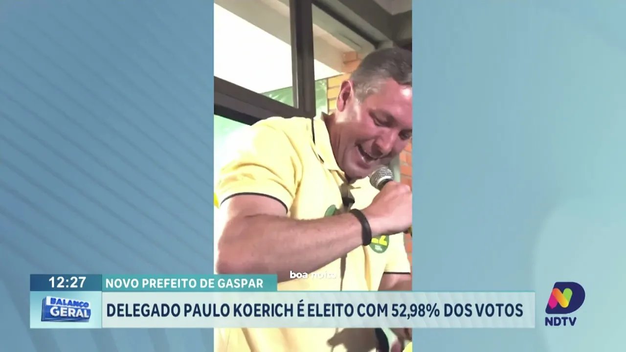 Novo prefeito de Gaspar: Delegado Paulo Koerich é eleito com 52,98% dos votos