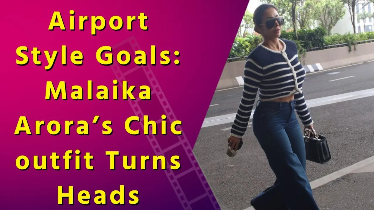 Malaika Arora Serves Retro Glam in Striped Cardigan and Flared Jeans at Airport