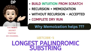 Longest Palindromic Substring Recursion Memoization Microsoft Leetcode 5 codestorywithMIK
