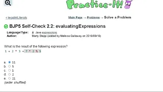 Java Practice-it Primitive Data and Definite Loops Self-Check 2 2 evaluatingExpressions