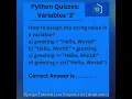 Python Quizzes Variables
