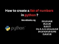 How to create a list of numbers in python