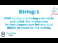 Count and print lowercase uppercase letters and digits in string String Programs JAVA ICSE