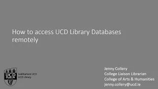 How to access UCD Library Databases remotely