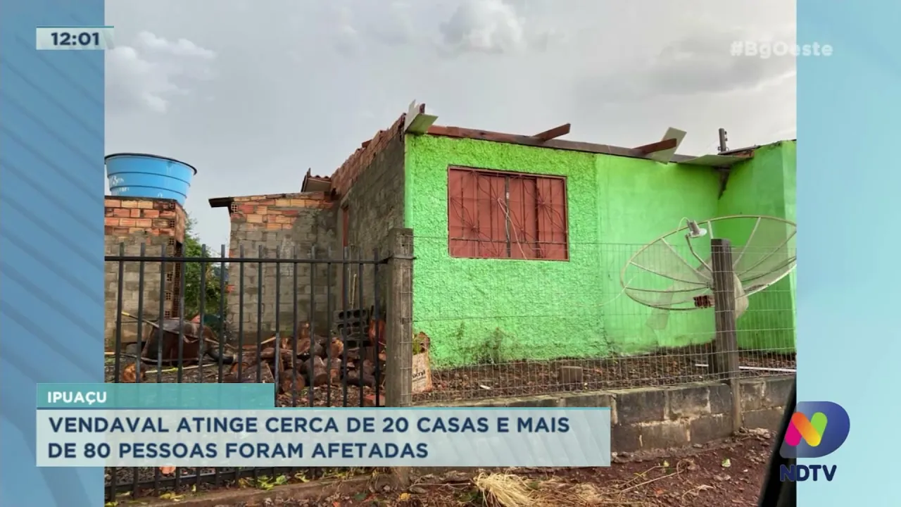 Ipuaçu: Vendaval atinge cerca de 20 casas e mais de 80 pessoas foram afetadas