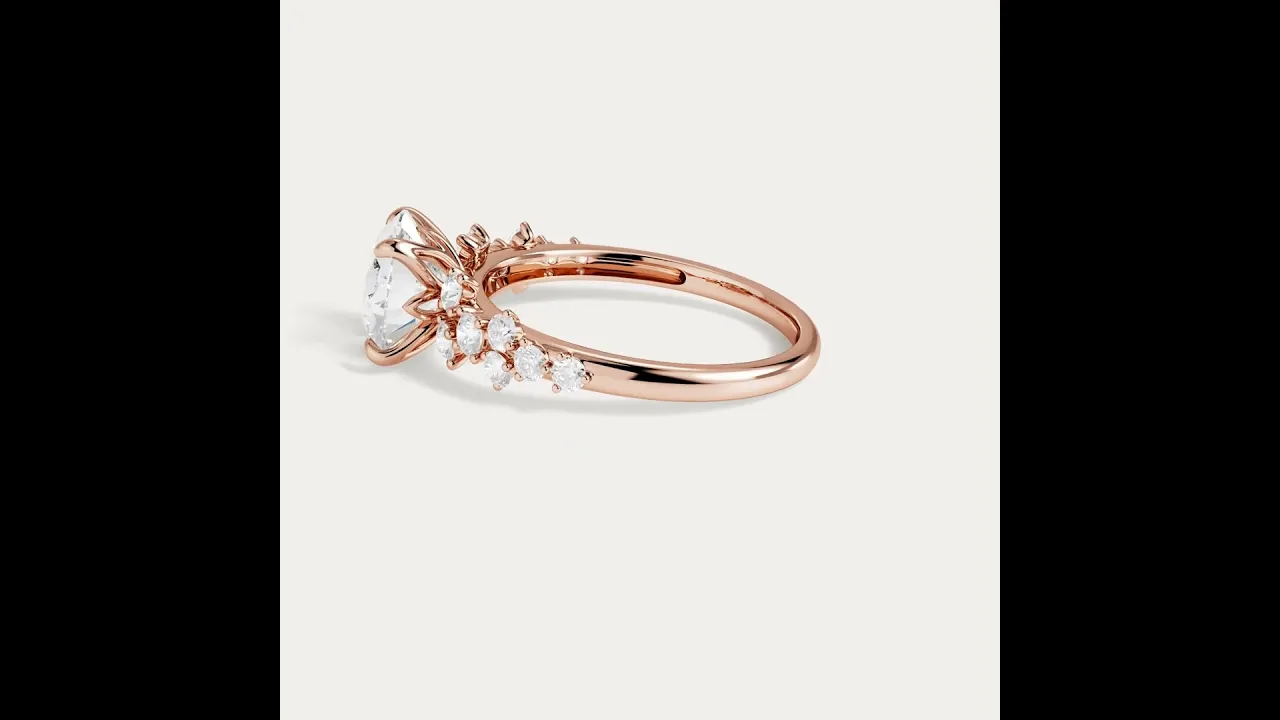 Eulalia丨Round Cut Lab-Grown Diamond Leaf Accent Engagement Ring