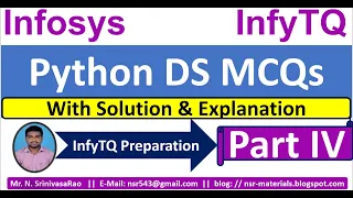 InfyTQ DS MCQs InfyTQ 2023 Python MCQs Preparation Python MCQs Solution Explanation Part-4