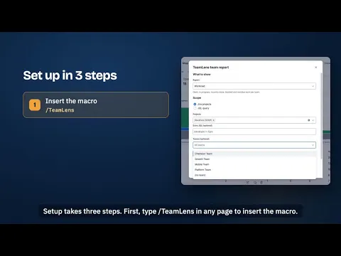 watch TeamLens: Team Reports & Dashboards for Confluence video